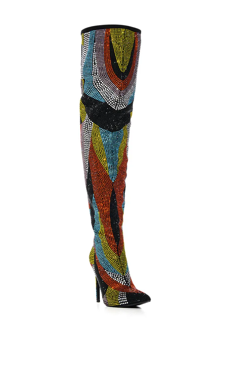 AZALEA WANG GLAMOROUS EMBELLISHED STILETTO BOOT