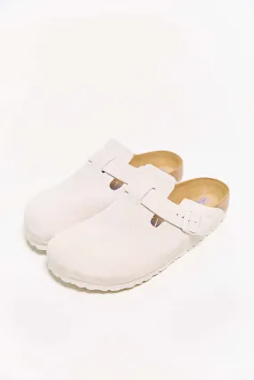 birkenstock boston antique white suede