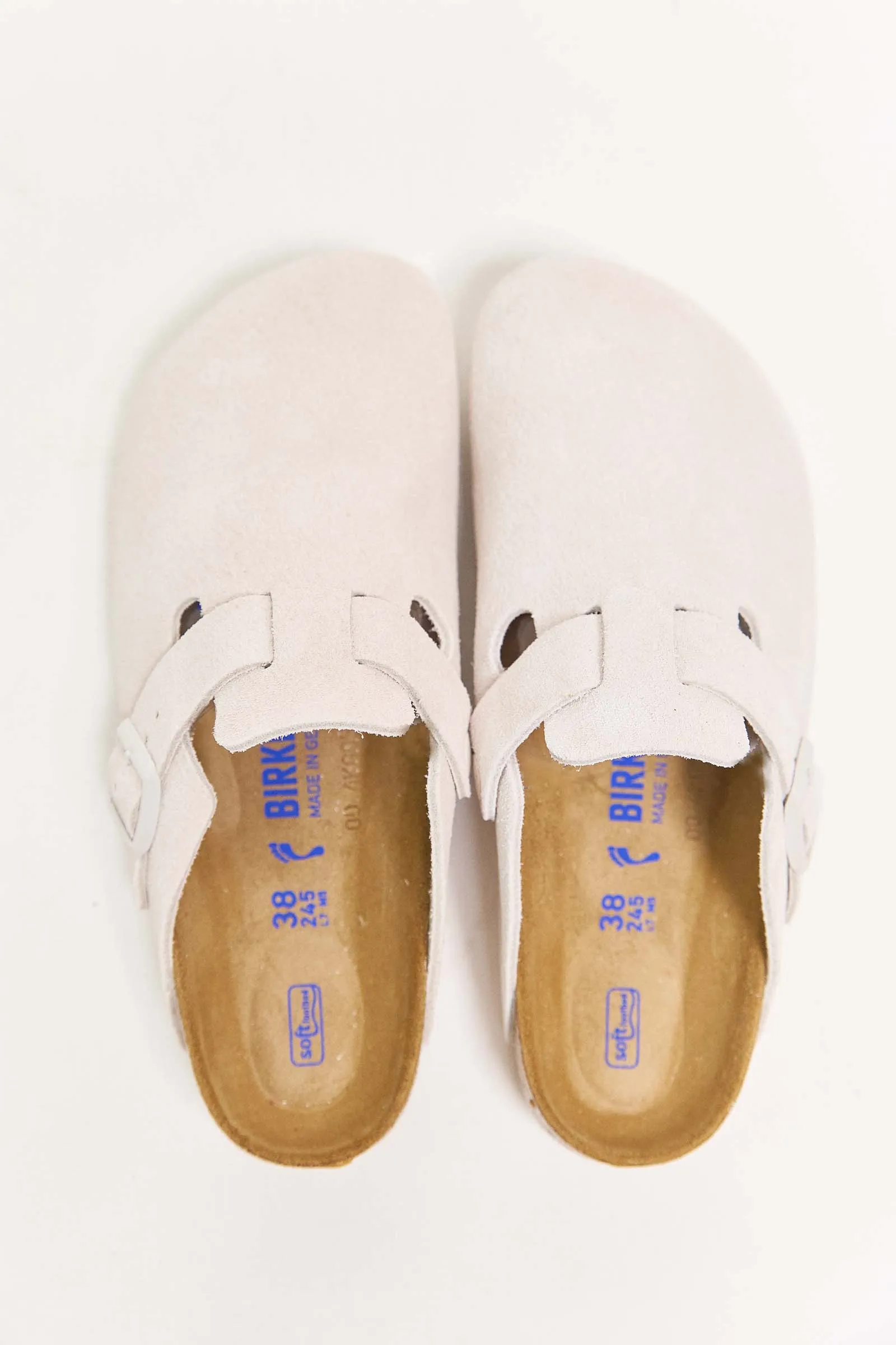 birkenstock boston antique white suede