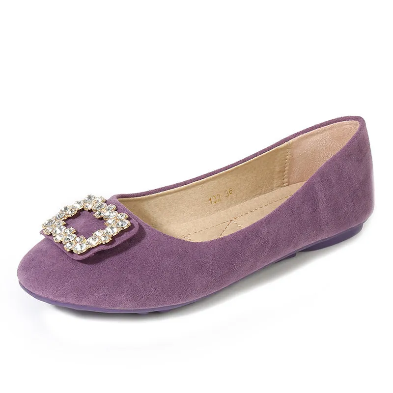 Diamond Button Flat Shoes