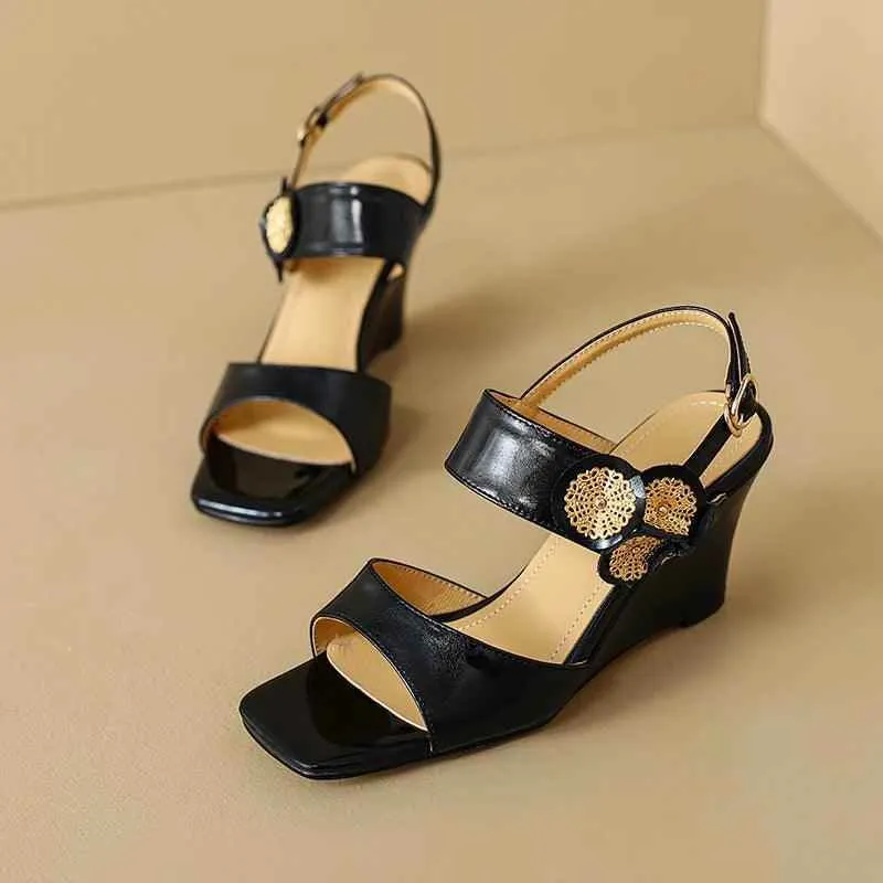 Flowers Leather Sandal - TSS104 Women's Casual Shoes