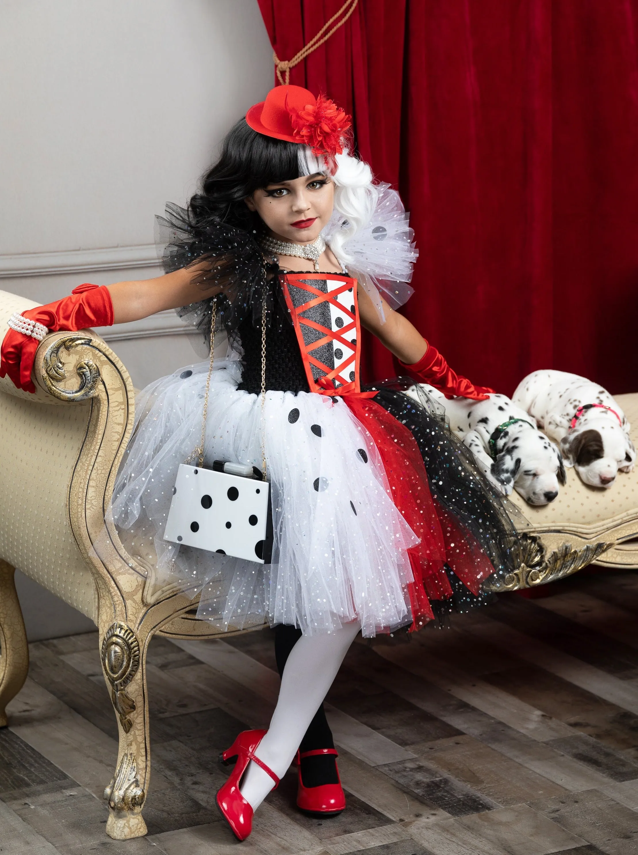 Girls Cruella Inspired Fashionista Tutu Costume Dress