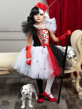 Girls Cruella Inspired Fashionista Tutu Costume Dress