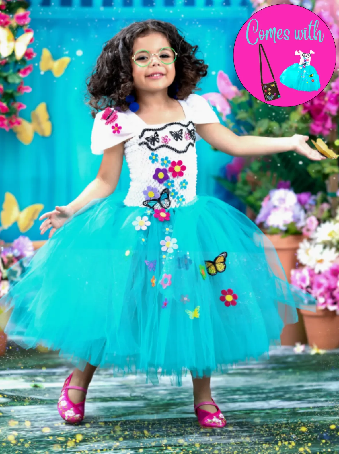 Girls Encanto Inspired Mirabel Tutu Costume Dress