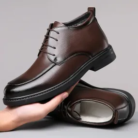 Men's Comfortable Non-Slip Vegan Leather Lace-up Shoes with Glossy Finish | For Everyday Wear