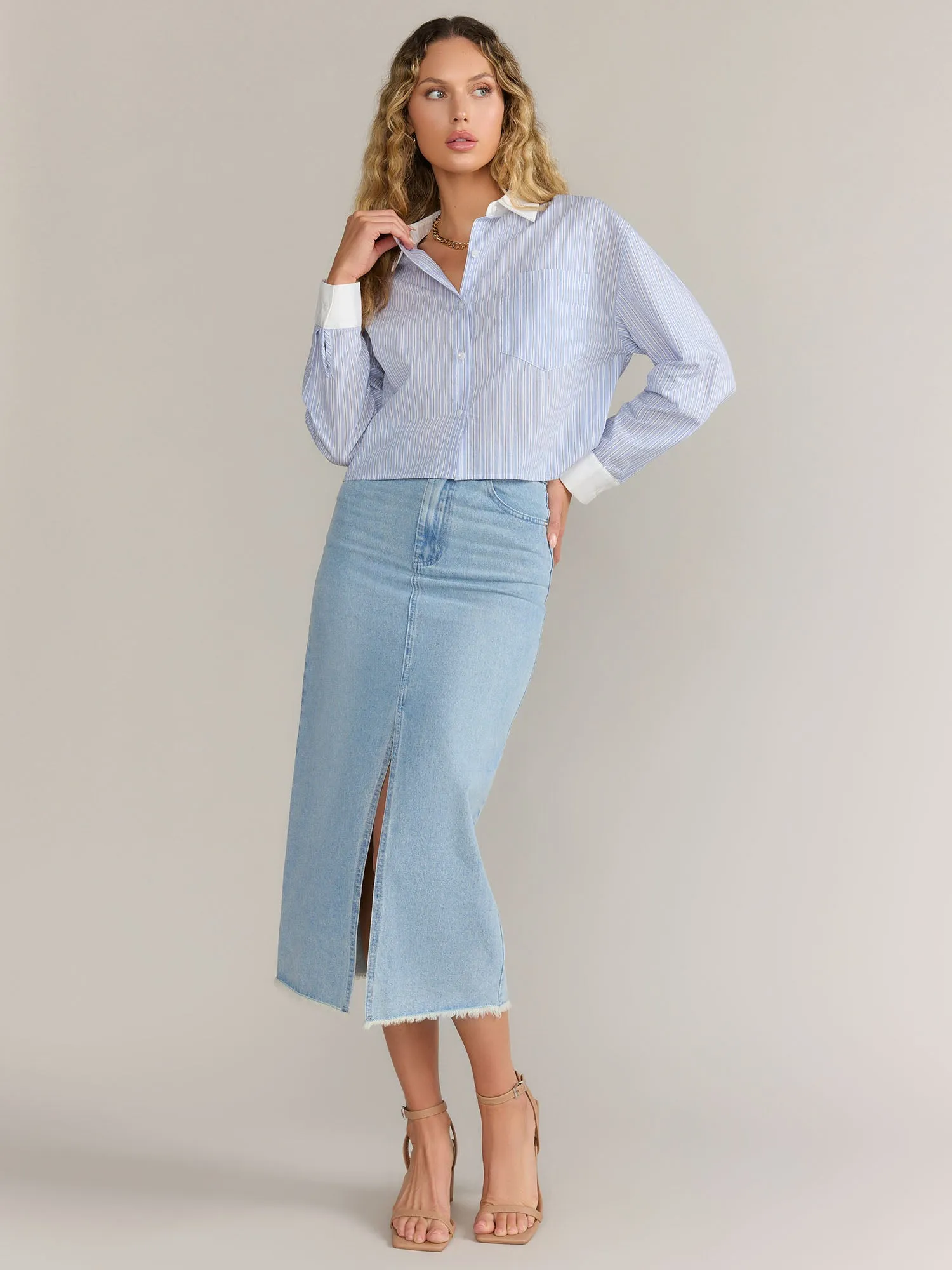 Mustard Seed Long Sleeve Striped Crop Shirt - Brands We Love