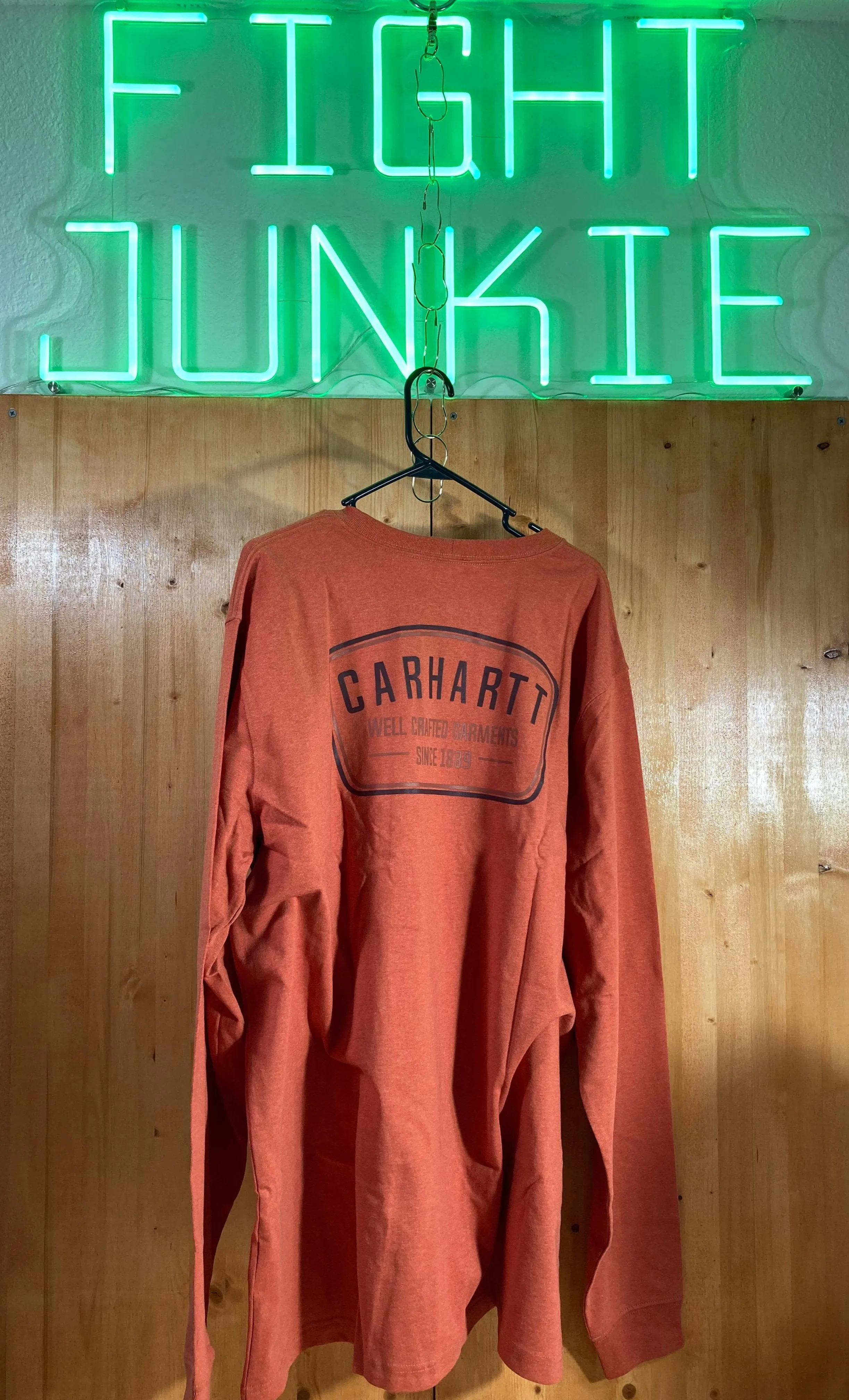 NEW! CARHARTT TK5422 XLT Relaxed Fit Adult Mens Long Sleeve Burnt Orange T Shirt Tee Shirt