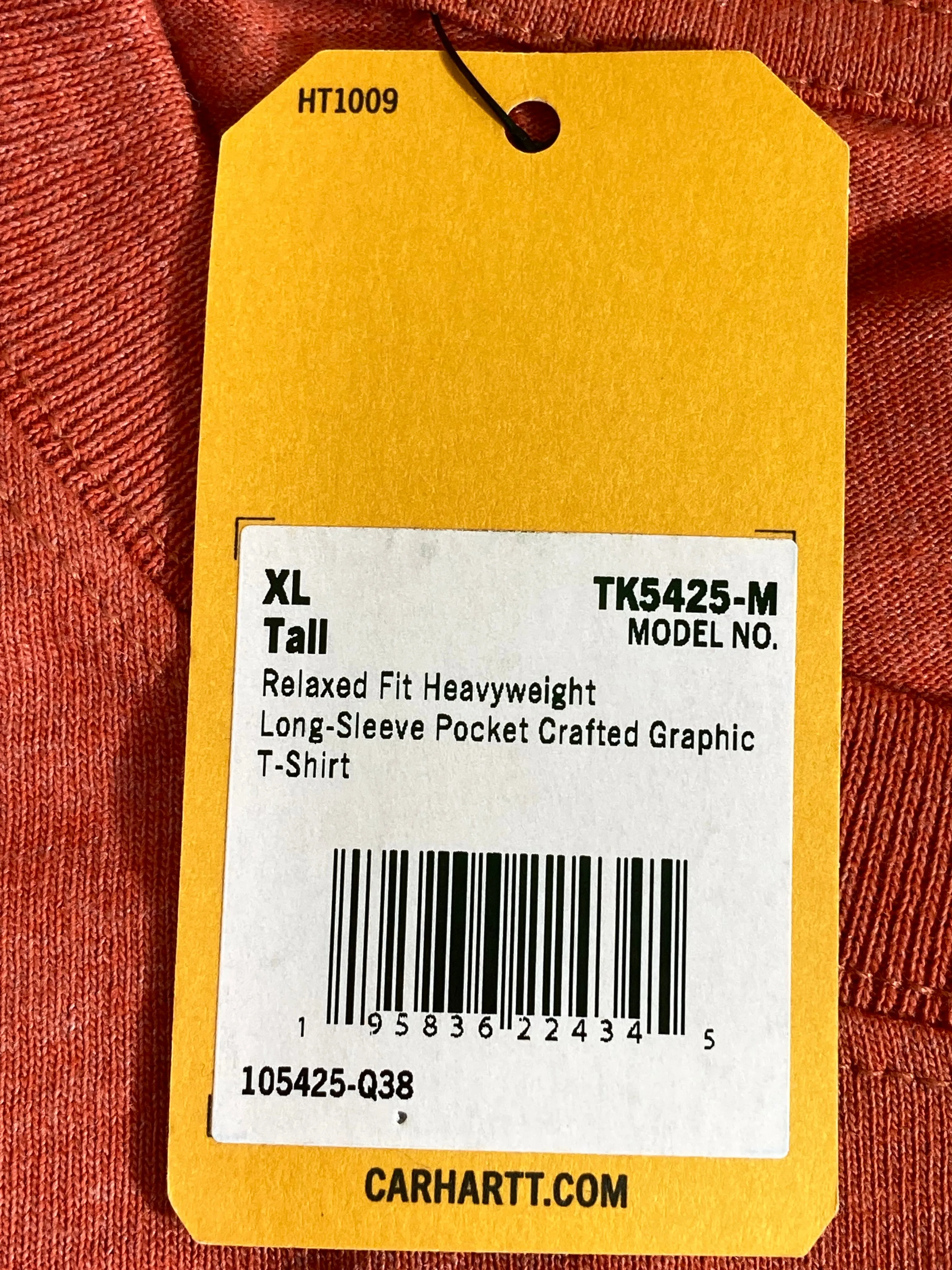 NEW! CARHARTT TK5422 XLT Relaxed Fit Adult Mens Long Sleeve Burnt Orange T Shirt Tee Shirt