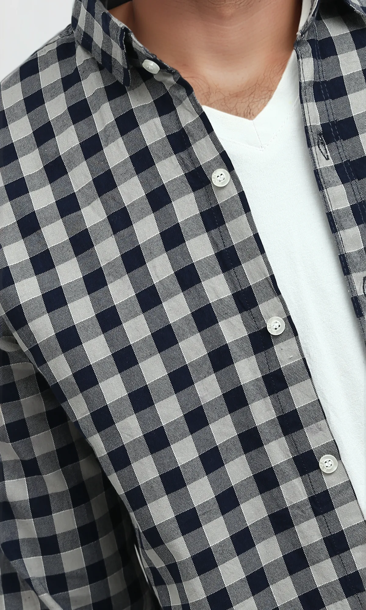 O179967 Caro Navy Blue & Beige Buttoned Summer Shirt