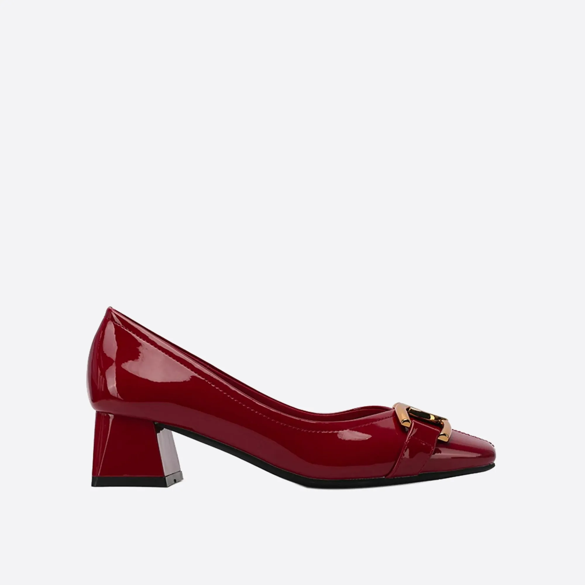 Purpdrank - Women Newbella Buckle Decor Chunky Heeled Pumps