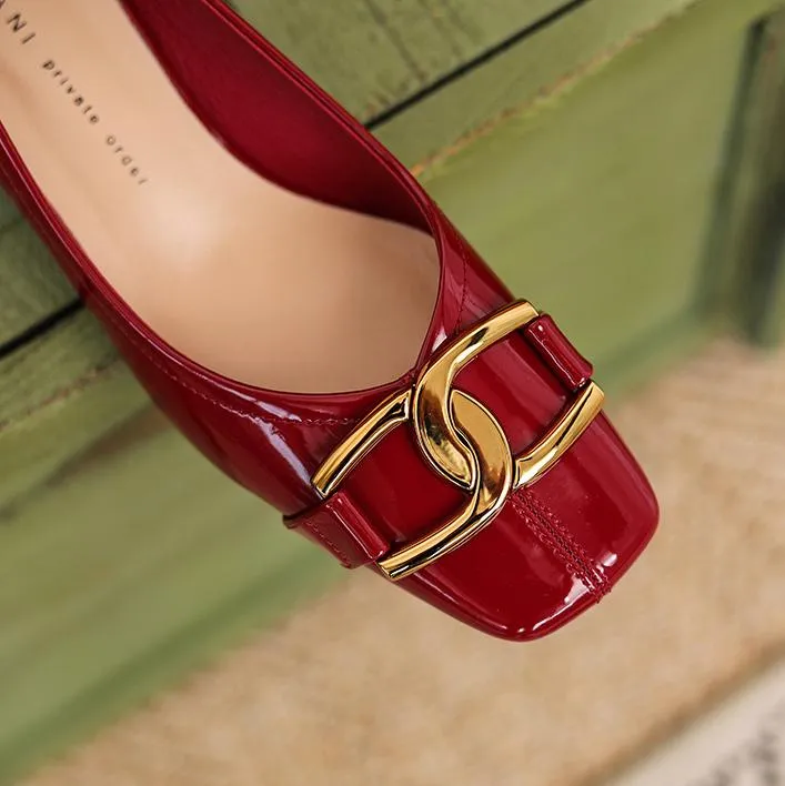 Purpdrank - Women Newbella Buckle Decor Chunky Heeled Pumps