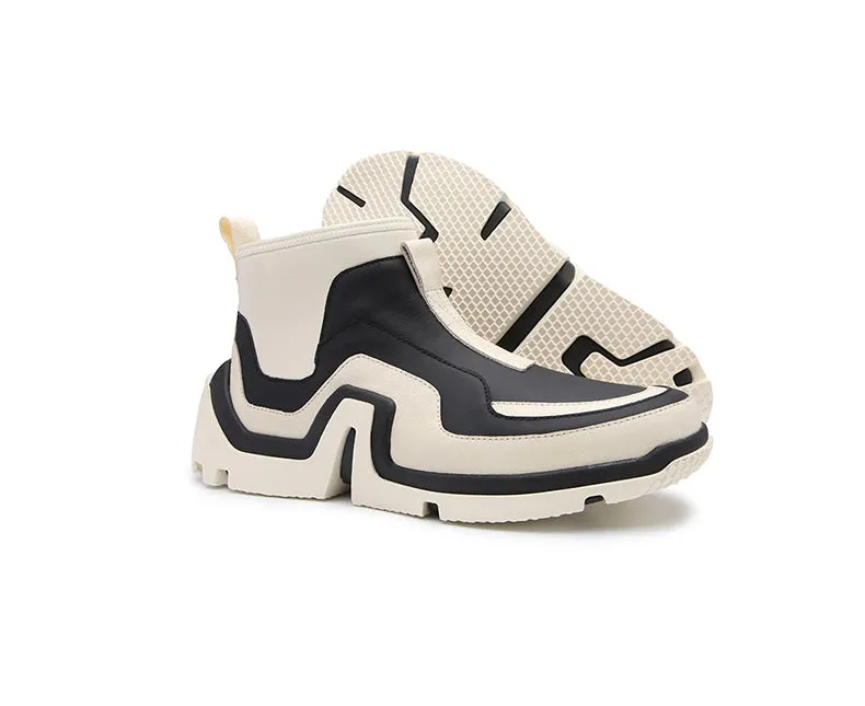 Stylish Black And White Platform Casual Shoes