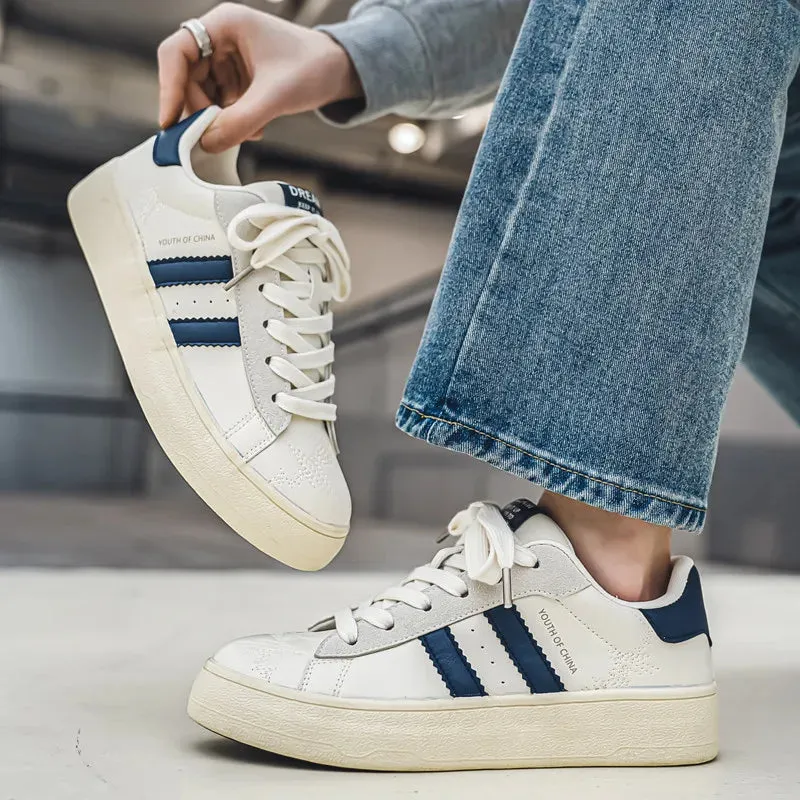 WIAOFELLAS  -  New Platform Shoes Men Casual Sneakers Blue Lace-Up Man Skateboard Shoes Comfortable Wear-Resistant Men's Vulcanized Shoes