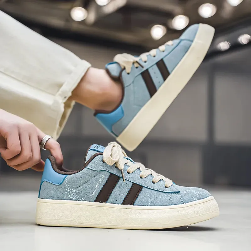 WIAOFELLAS  -  New Platform Shoes Men Casual Sneakers Blue Lace-Up Man Skateboard Shoes Comfortable Wear-Resistant Men's Vulcanized Shoes
