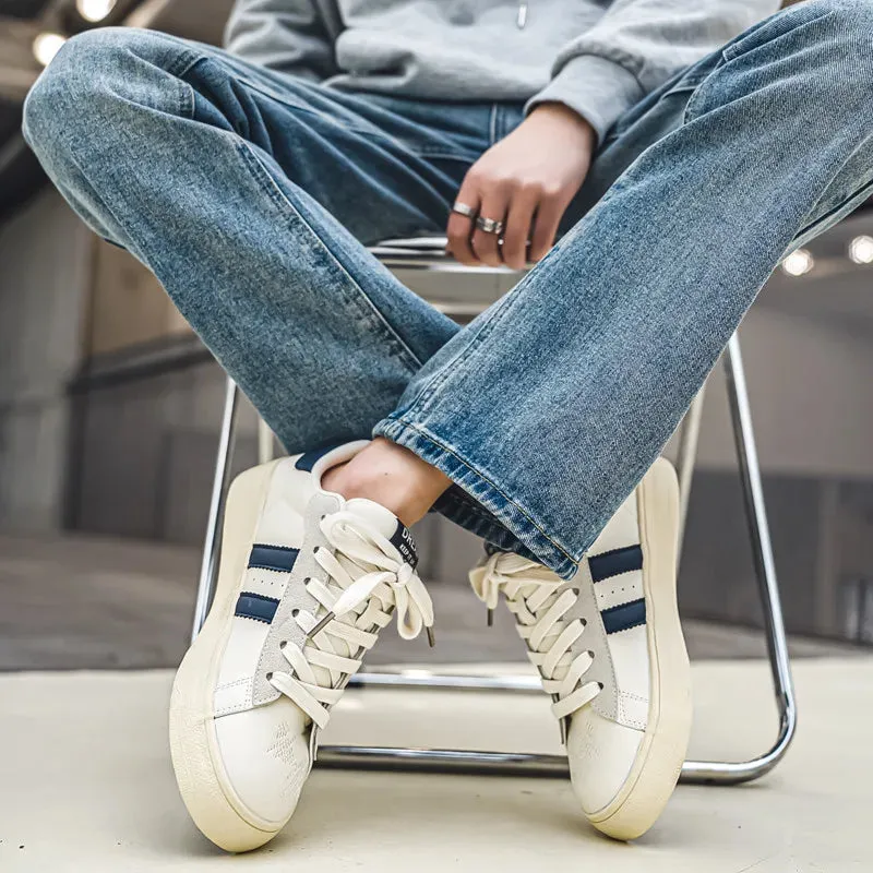 WIAOFELLAS  -  New Platform Shoes Men Casual Sneakers Blue Lace-Up Man Skateboard Shoes Comfortable Wear-Resistant Men's Vulcanized Shoes