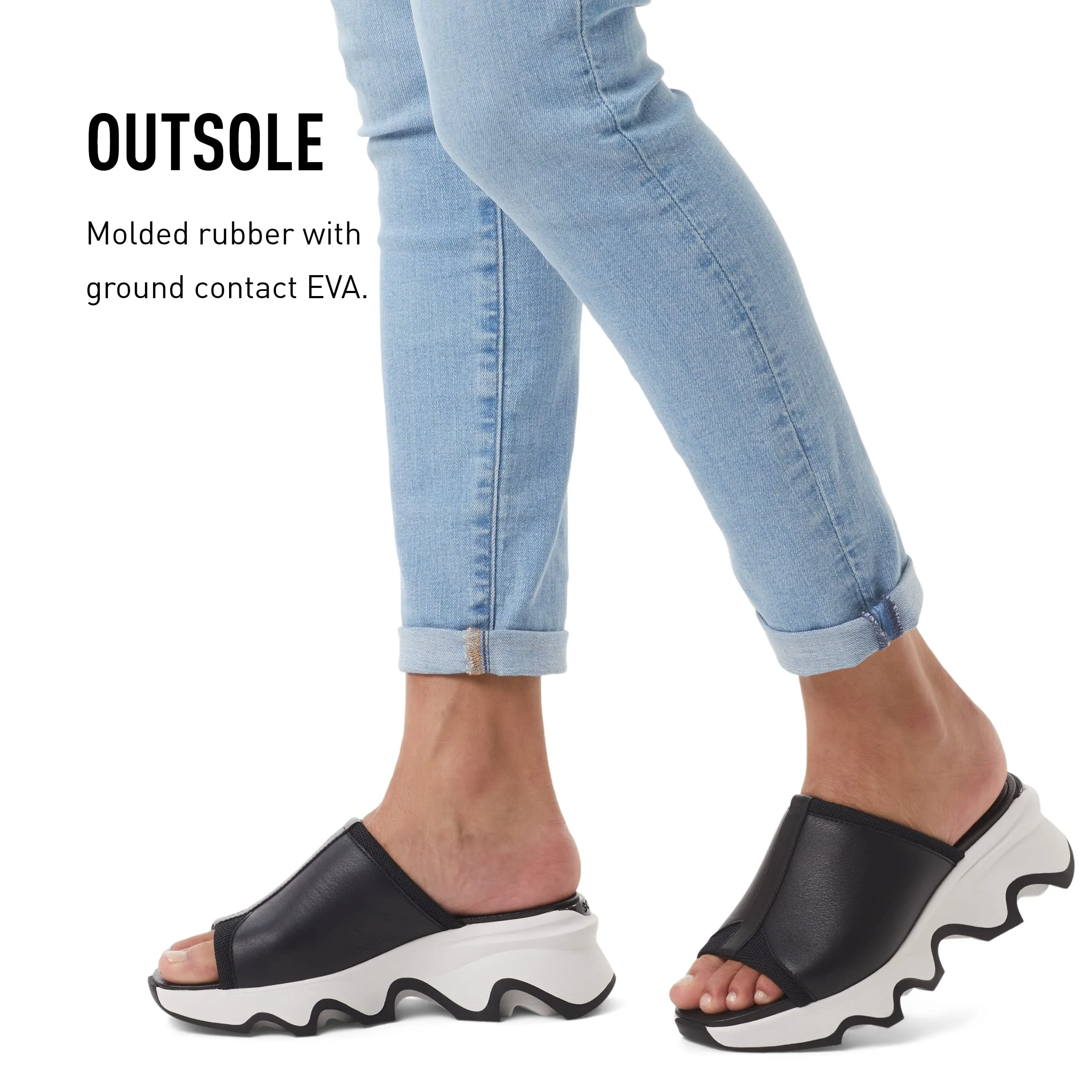 Women's Shoes Sorel KINETIC IMPACT SLIDE HIGH Sandals 2030471010 BLACK SEA SALT